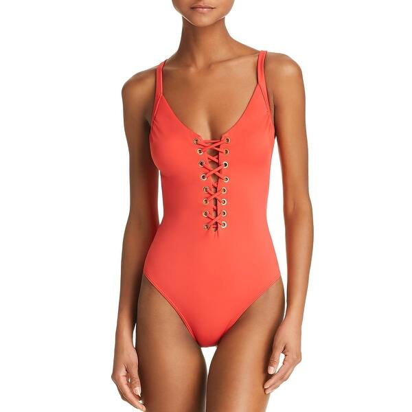 Shop Heidi Klum Intimates Womens Cora Lace Up Solid One Piece Swimsuit Free Shipping On Orders Over 45