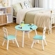 preview thumbnail 40 of 45, Costway Kids Wooden Round Table & 2 Chair Set w/ Center Mesh Storage - See Details
