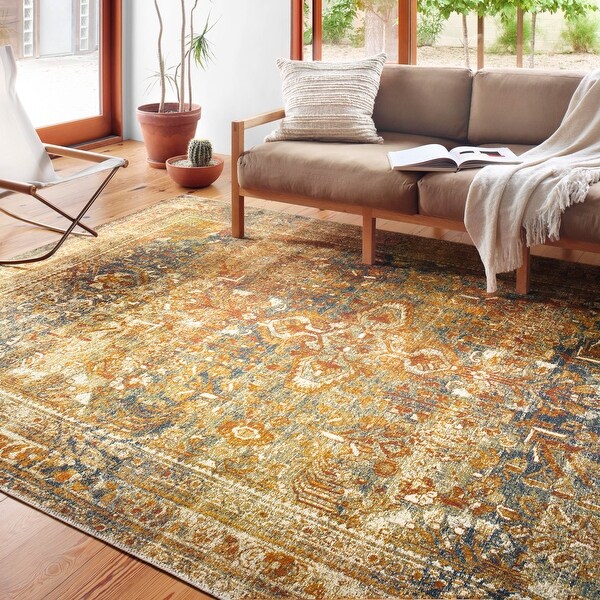 Alexander Home Luciano Lagoon Oriental Indoor/ Outdoor Area Rug. Opens flyout.