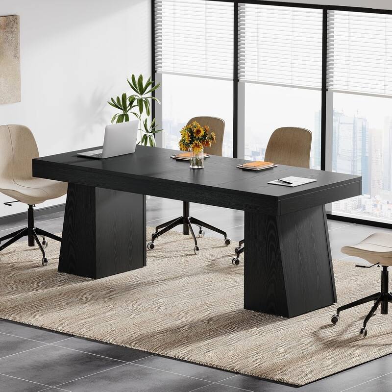 55.1" W Conference Table for 4-6 People, Modern Meeting Table