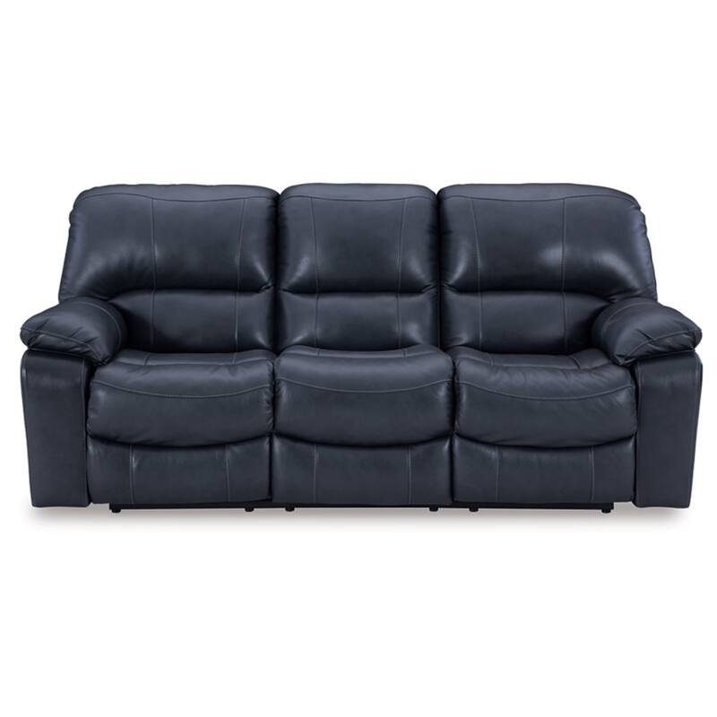 Leesa Power Recliner Sofa, Soft Ocean Blue Leather, USB Port, 88 Inch