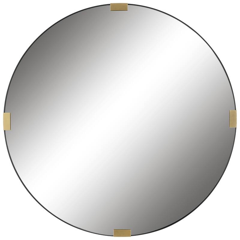 Uttermost 09882 CLIP 42-1/2" Diameter Circular Framed Bathroom Mirror - Satin Black