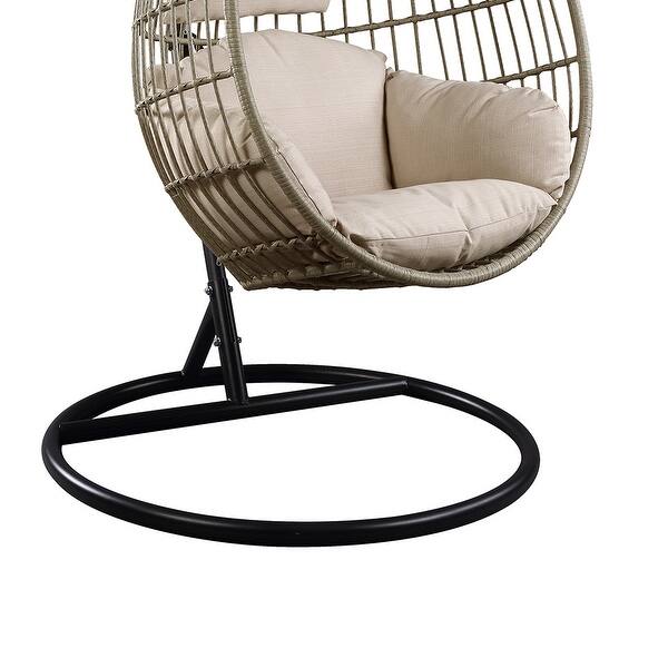 Vasant Patio Swing Chair with Stand in Fabric & Wicker Finish Bed