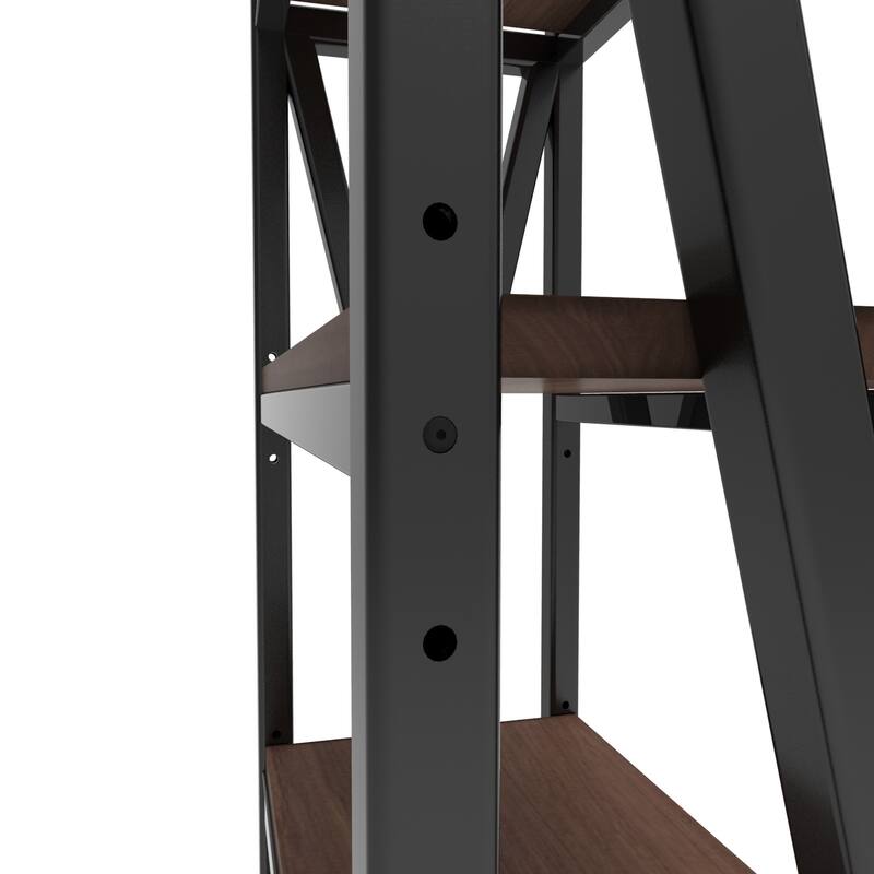56.30''Bakers Rack 4-Level Storage Shelves Mental and Wooden Kitchen Shelves,Kitchen Organizers and Storage,25.60'' Length