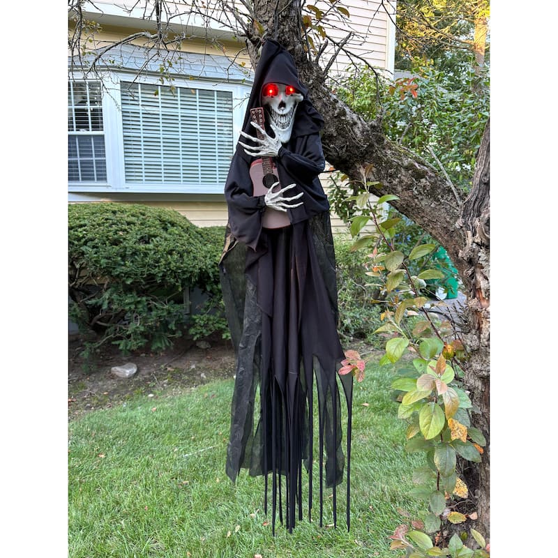 52" Animated Halloween Hanging Reaper Playing Guitar