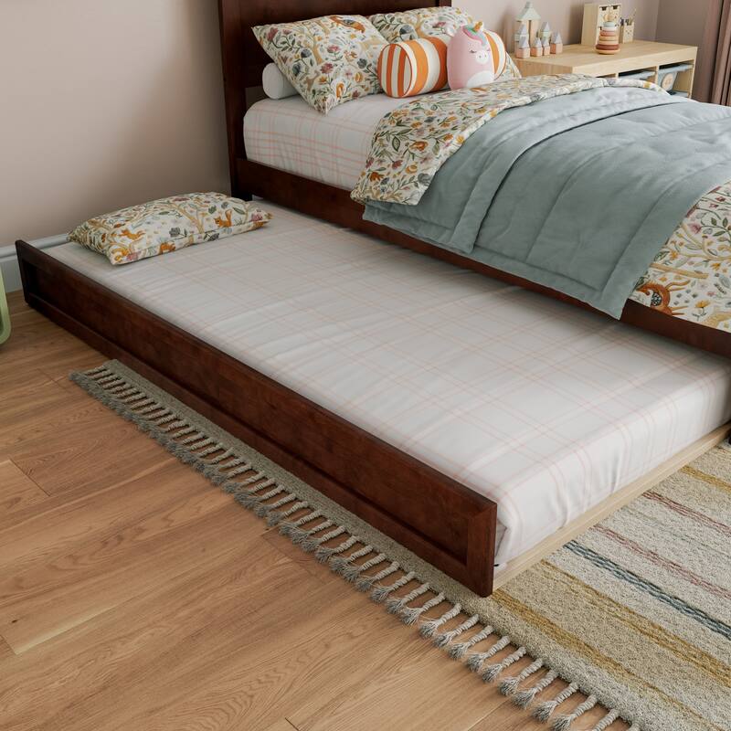 Aveline Wood Platform Bed with Matching Footboard & Trundle