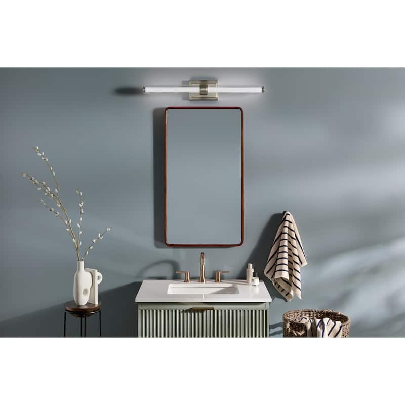 Kichler Lighting Laurene 31" Linear Bath Bar Large LED with Clear Glass in Polished Nickel