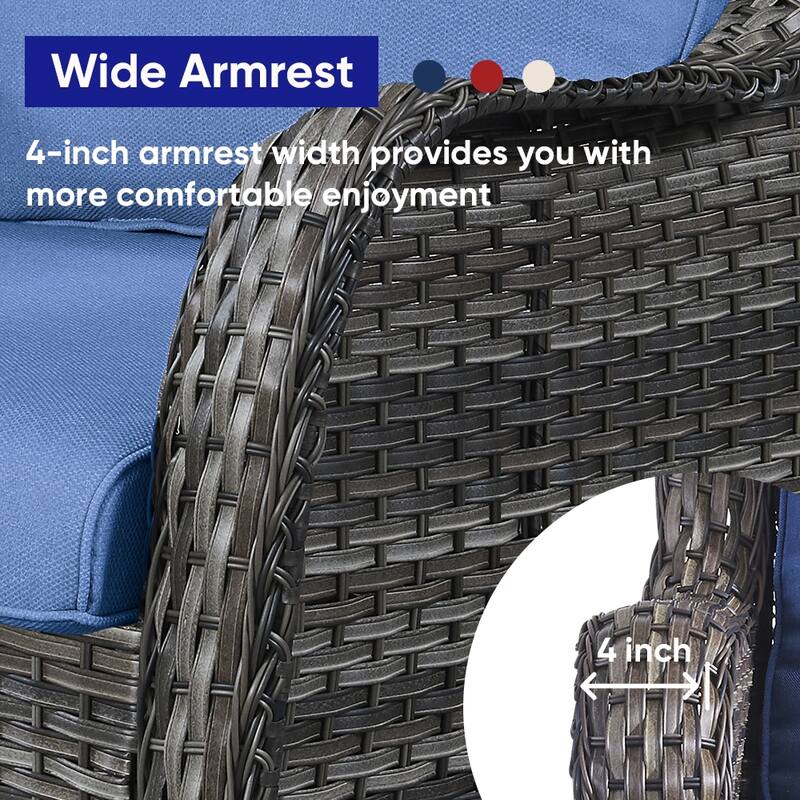 Gymojoy 5-Piece Outdoor Wicker Patio Furniture Chair Set, Rattan Coversation Set with Water Resistant Thick Cushions