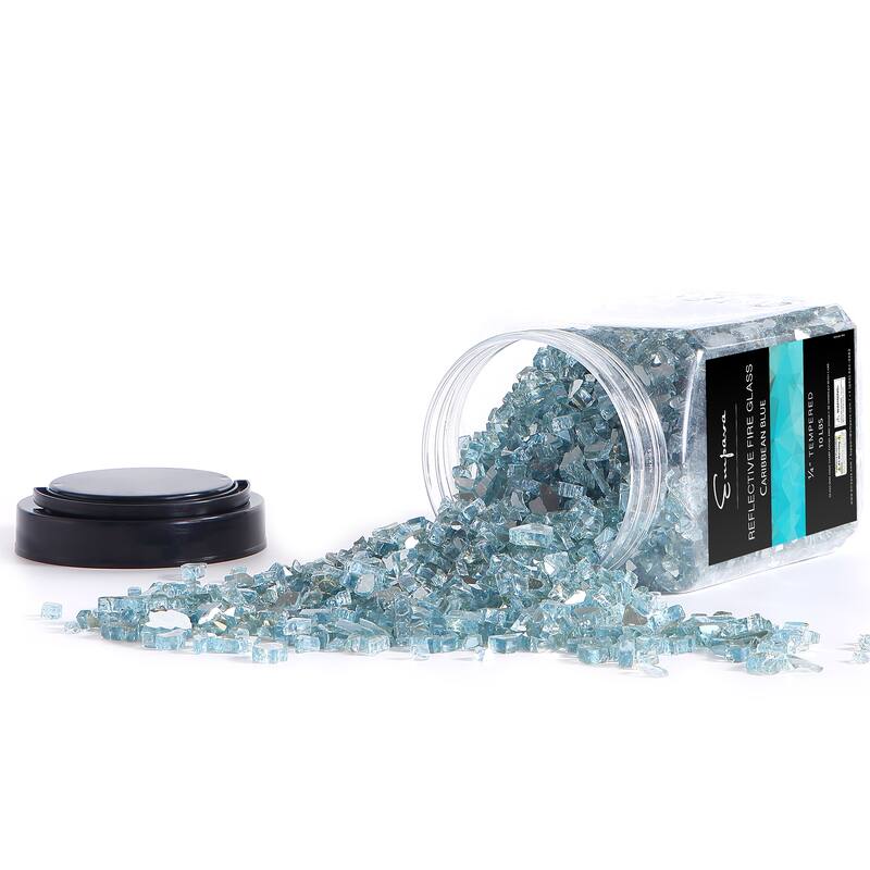 10 lbs. 1/4-in Blue Reflective Tempered Fire Glass for Gas Fire Pit