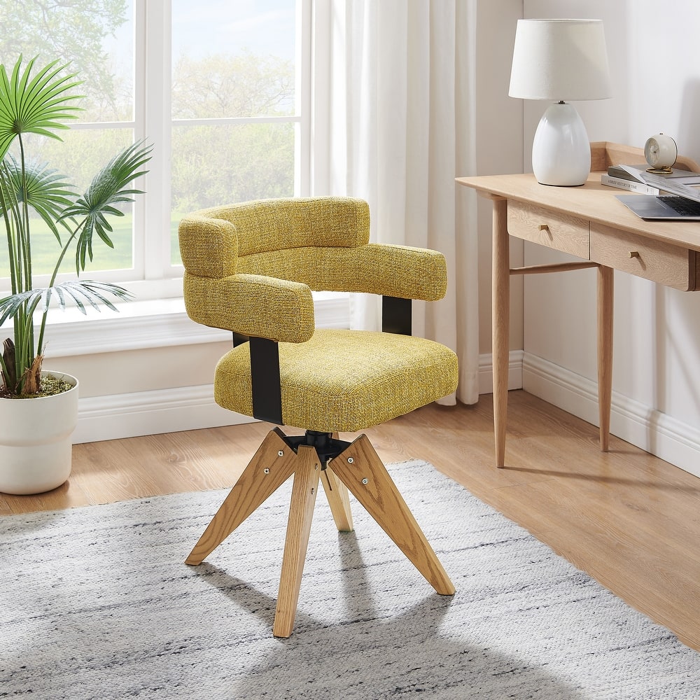 Art Leon Solid Wood Swivel Home Office Accent Desk Chair
