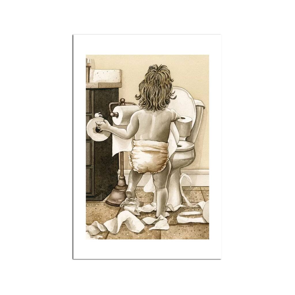 Toddler With Toliet Fine Art by Tracy Lizotte - Multi