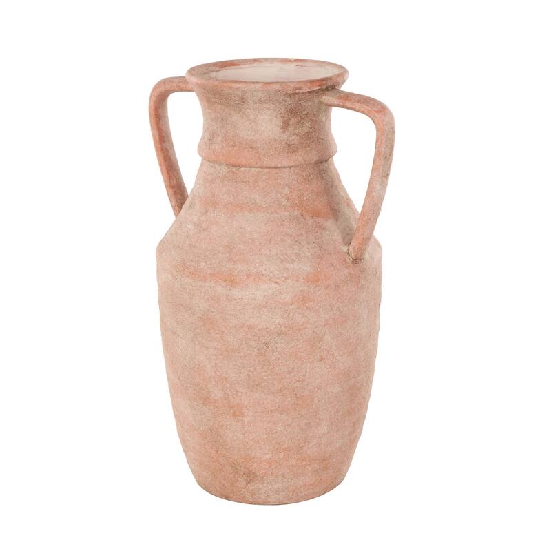 Pink Ceramic Antique Style Decorative Vase with Handles
