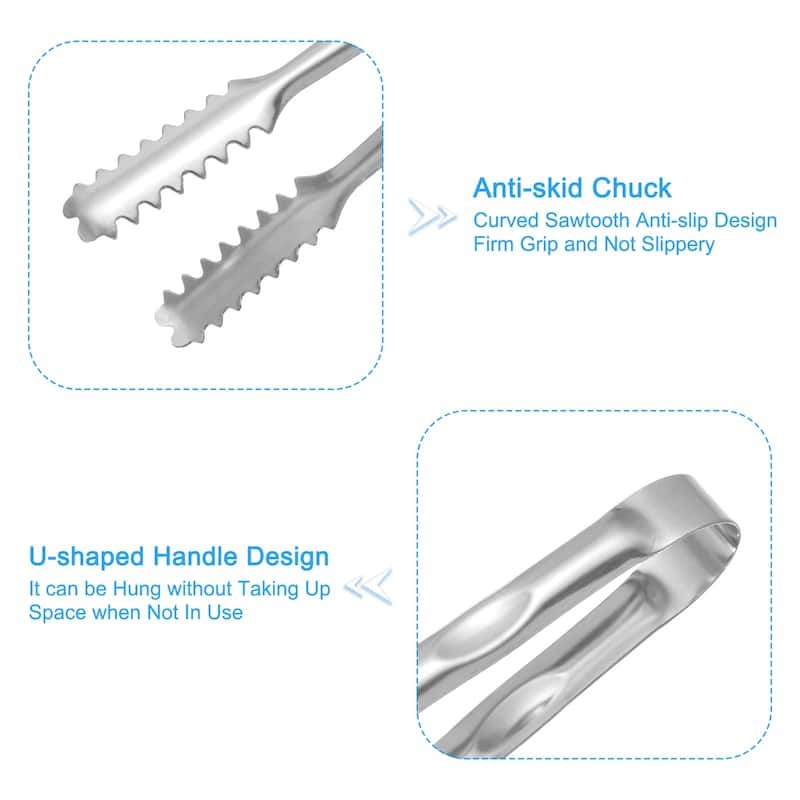 Serving Tongs, 3pcs Stainless Steel Ice Tongs, Tiny Tongs, Silver