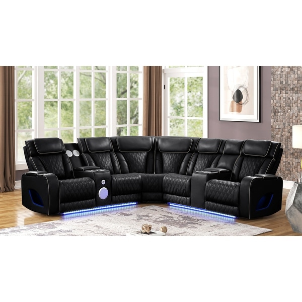 Fortuner Sectional Sofa with Power Recliners, LED Lighting