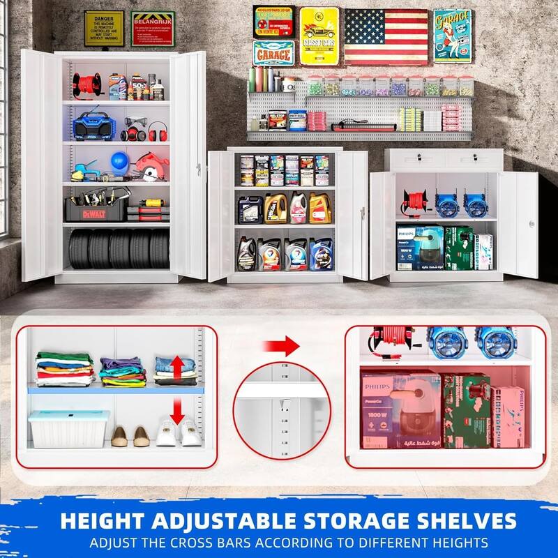 36 inch Metal Office File Storage Cabinet Locker with Locking Doors and Adjustable Shelves for Home Office, Garage, Pantry