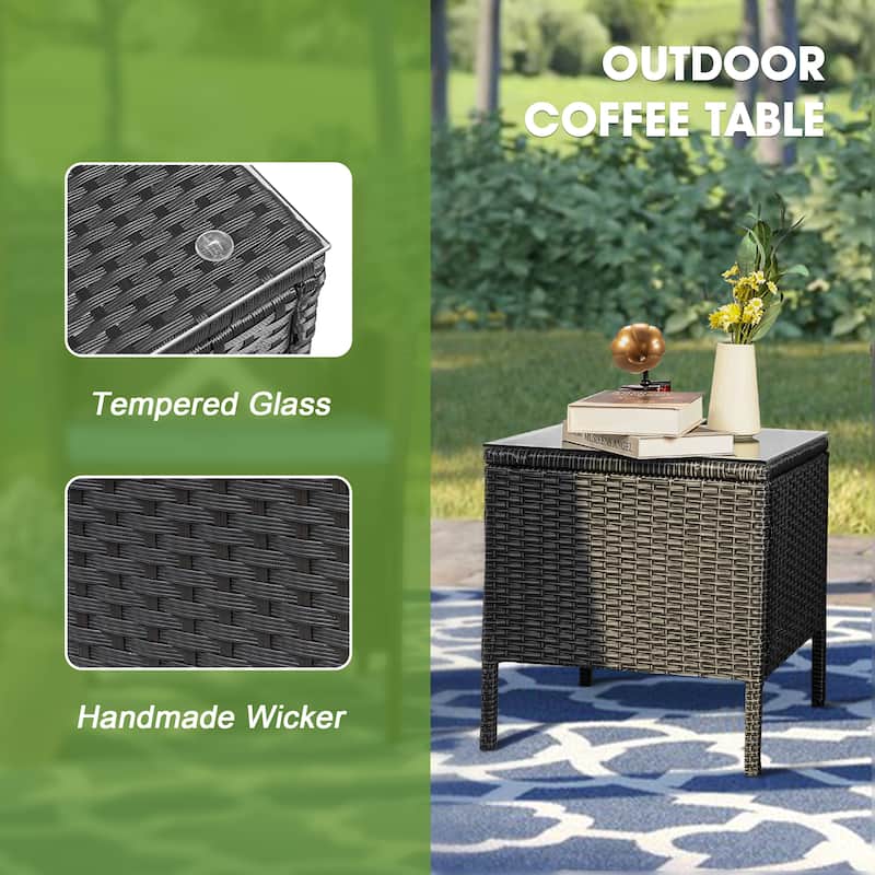 Vrakae 3 Piece Patio Rattan Wicker Furniture Set