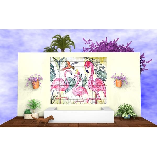 slide 2 of 4, 120pc Indoor Outdoor Ceramic Tile Water Fountain Mosaic Wall Mural