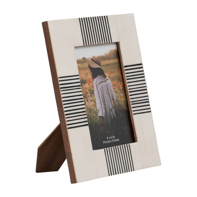 Polyresin Abstract Geometric Photo Frame - White, 4x6 in.