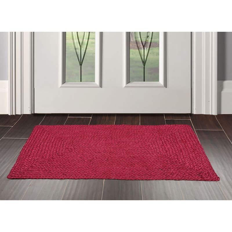 Hand Made Burgundy Handspun Jute Modern&Contemporary Oriental Area Rug - 2' x 3'