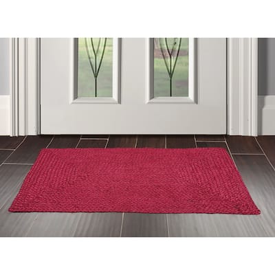 Hand Made Burgundy Handspun Jute Modern&Contemporary Oriental Area Rug - 2' x 3'