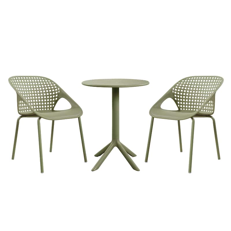 Christopher Knight Home - Arno Modern 3-Piece Outdoor & Indoor Patio Bistro Set with Dining Chairs & Compact Round Bistro Table