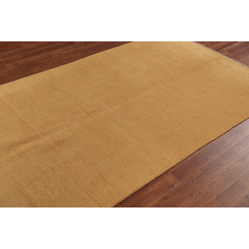 Yellow Gabbeh Oriental Area Rug Hand-Knotted Wool Carpet - 3'11" x 8'0"