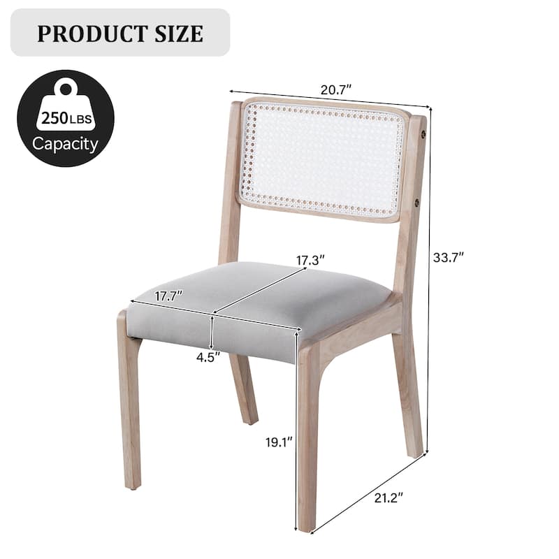 Wood Dining Chairs Set of 2, Accent Chairs with Solid Wood Legs and Padded Seat, Modern Linen Dining Chairs Side Chairs