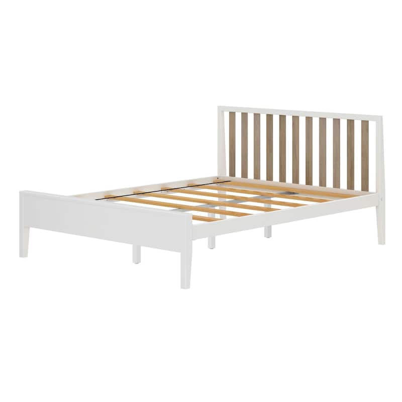 Plank and Beam Modern Queen-Size Bed with Slatted Headboard