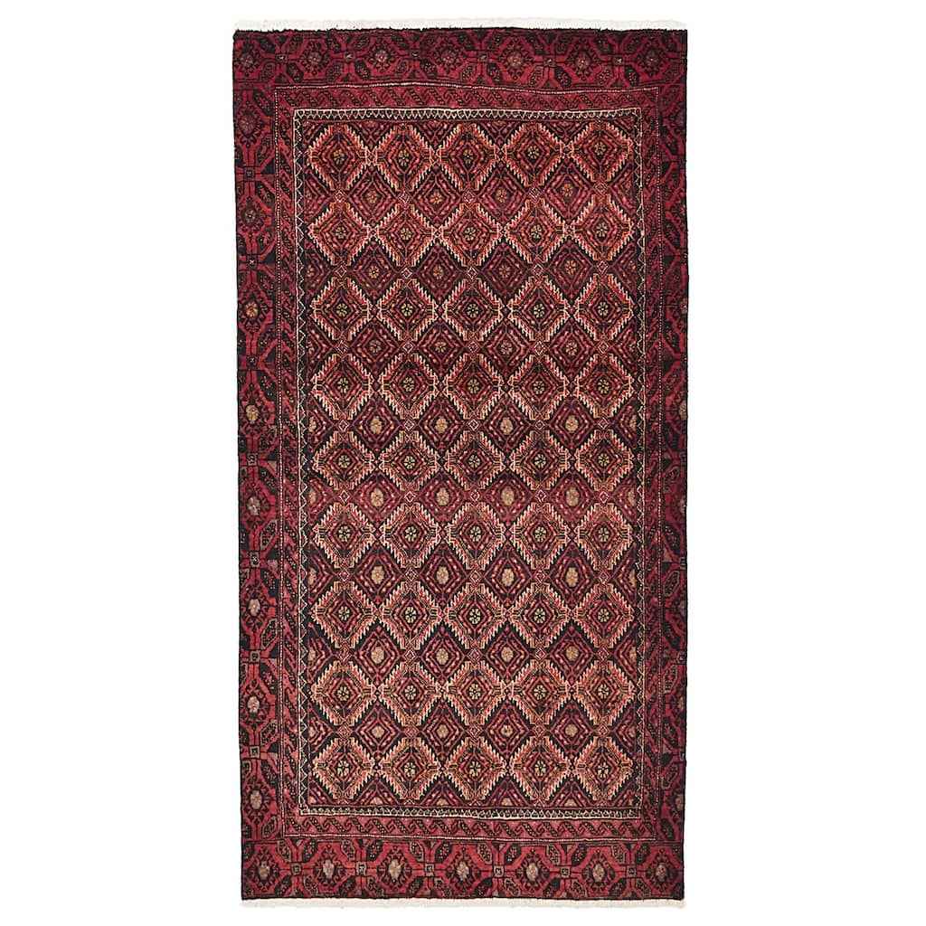 ECARPETGALLERY Hand-knotted Teimani Black, Red Wool Rug - 3'8 x 7'2