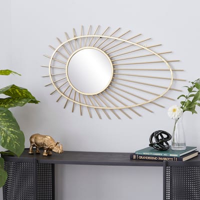 Gold Iron Contemporary Wall Mirror 34 x 22 x 1 - 22 x 1 x 34