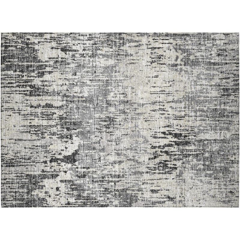 Indoor/ Outdoor Accord Modern Brushstrokes Polyester Washable Rug New