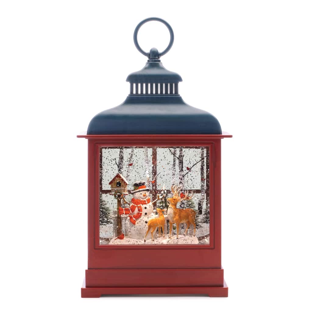 LED Woodland Snowman Snow Globe 12"H
