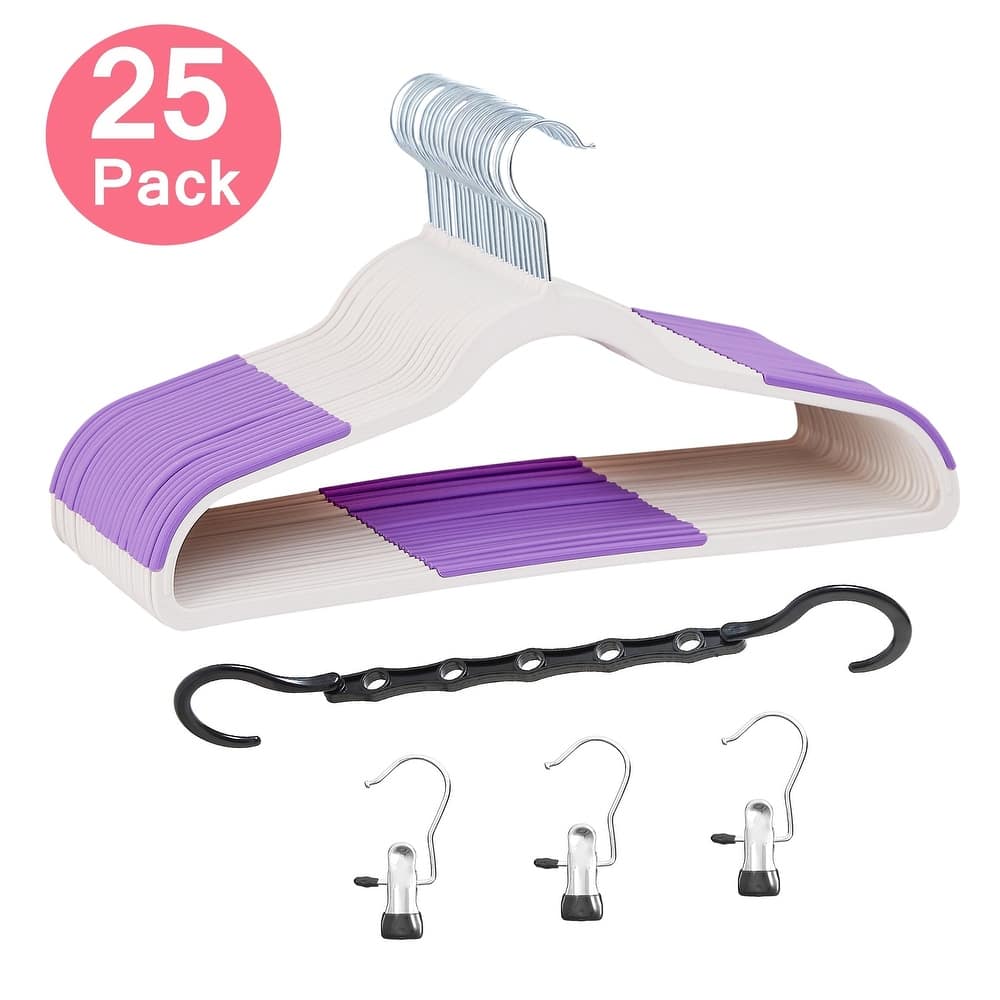 VECELO Wet and Dry Adult Hangers Holds Up To 10 Lbs, Clothes Hangers(25/50 Packs Option)