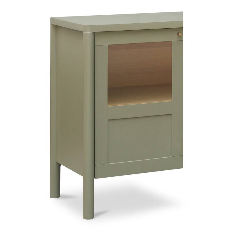 Title: NADAAL STUDIOS Delmira Sideboard, Millwork-Inspired Glass-Front Storage with Dowel Legs, Black