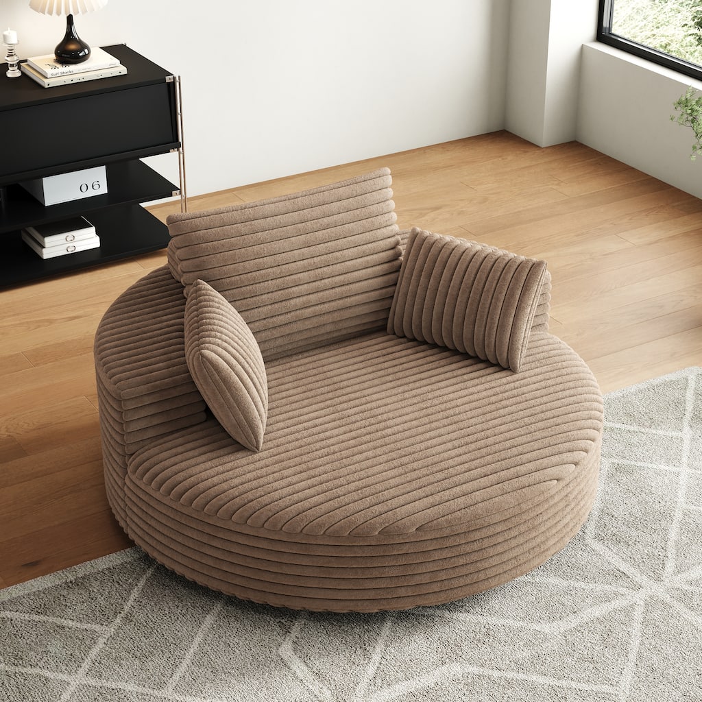GDFStudio - Lavelle Corduroy 360 Degree Swivel Chair Fluffy Modern Sleeper