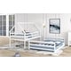 preview thumbnail 4 of 7, White Twin Size Pine Wood House Design Bunk Bed with Built-in Ladder and Guardrail, Converts to Separate Beds