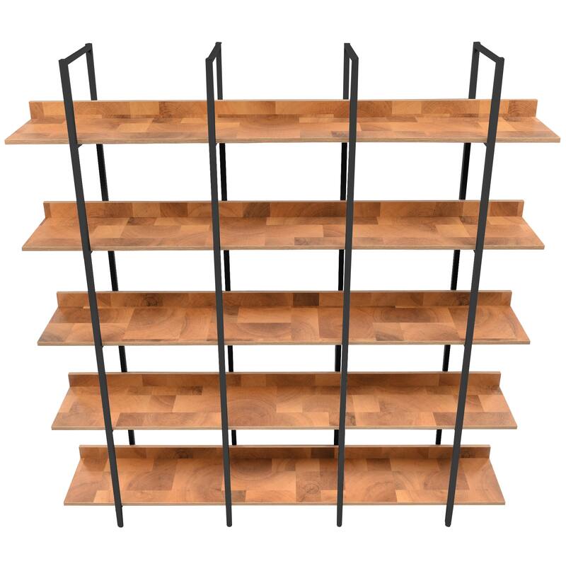 Vintage Industrial Style 5 Tier Open Bookshelf with Metal Frame
