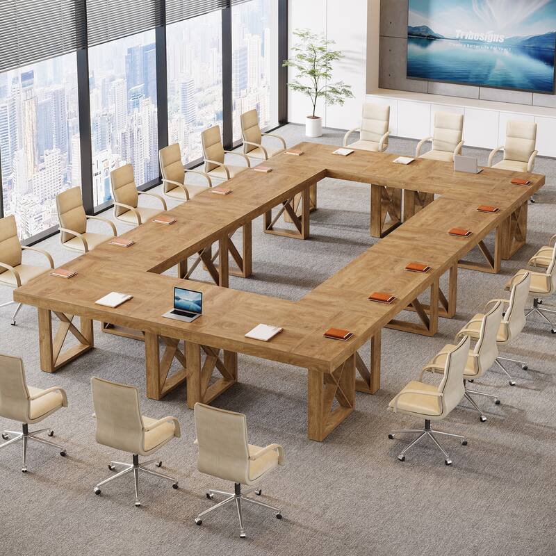 63-Inch Long Wood Conference Table, Simple Meeting Desk for Home Office & Small Team Gatherings