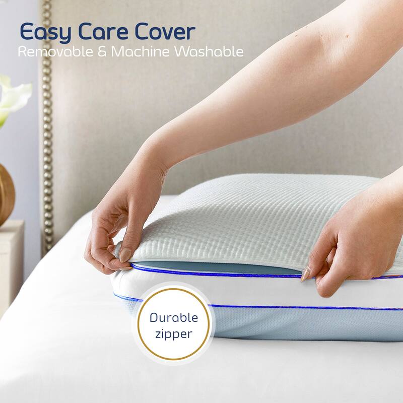 Nestl Tencel-Covered Reversible and Firm Molded Gel Memory Foam Pillow for Side Sleepers