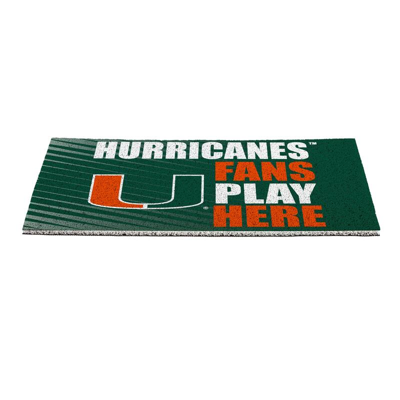 28 in. x 16 in. University of Miami "Fans Play Here" PVC Door Mat