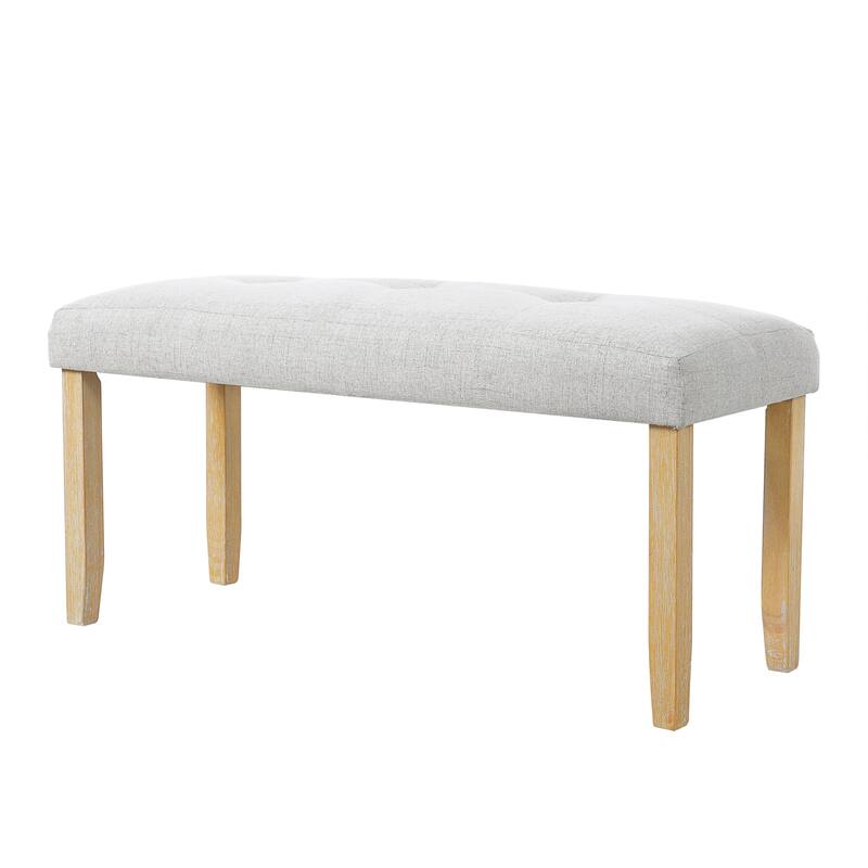 6 Piece Dining Room Table Set, Solid Wood Kitchen Dining Table Set, Rectangular Table with 4 Upholstered Chairs & Bench