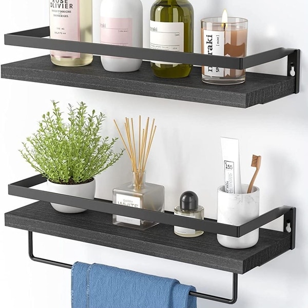 Metal shelf 2025 with towel bar