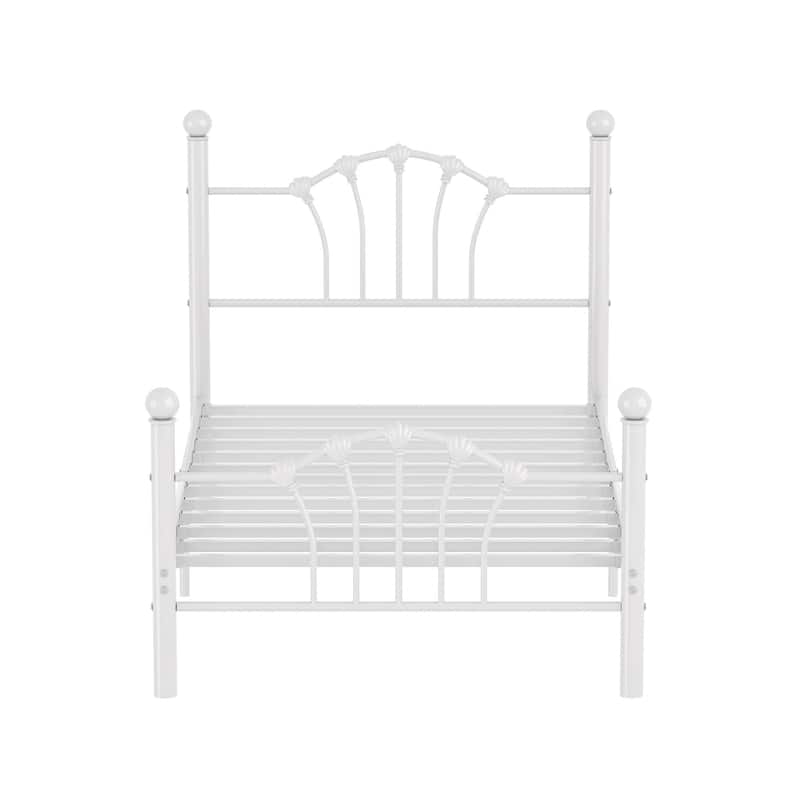 VECELO Classic Metal Platform Bed Frame, Twin Size Beds Set of 2 with Shell Style, Kids Bed Set of 2
