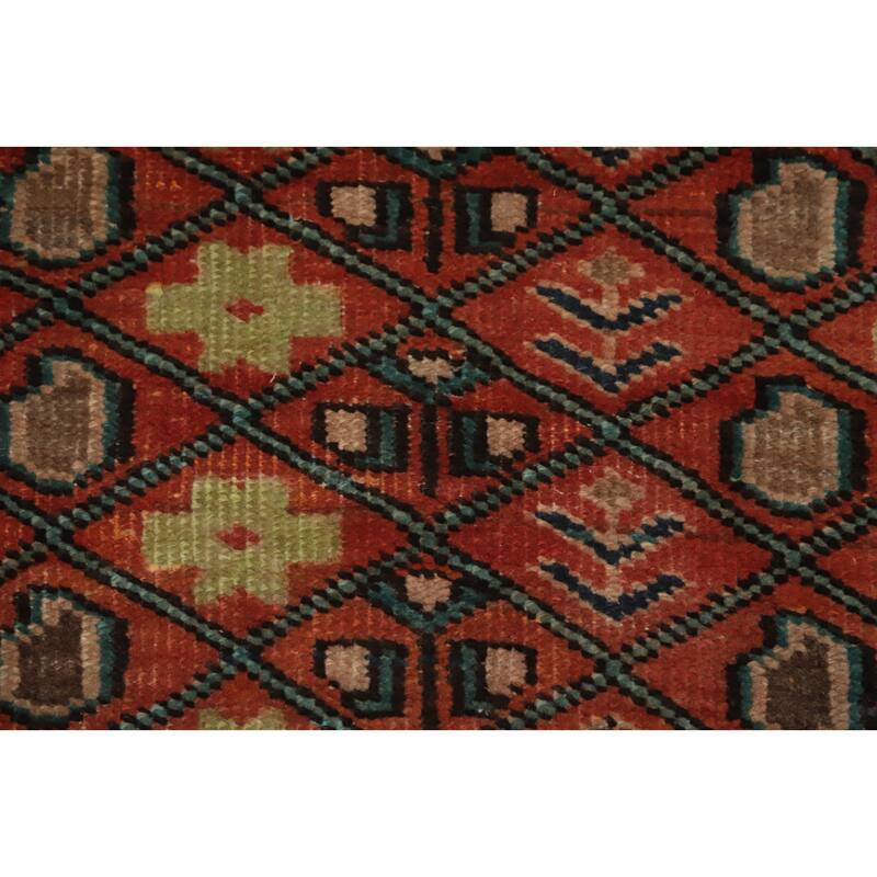 Hand Knotted Oriental 100% Wool Carpet Traditional Geometric Oranges & Rust Ardebil Area Rug - 4' 6'' X 3' 2''