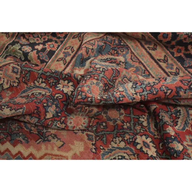 Hand Knotted Oriental 100% Wool Carpet Traditional Floral Oranges & Rust Mahal Area Rug - 10' 7'' X 7' 3''