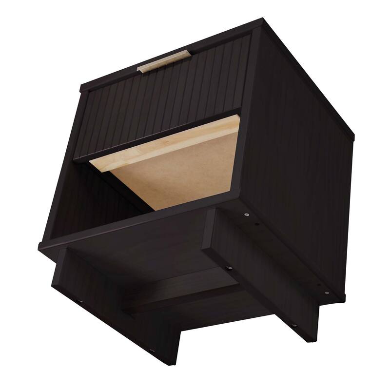 Manhattan Comfort Granville Mid Century Solid Wood 1 Drawer Nightstand Set of 2
