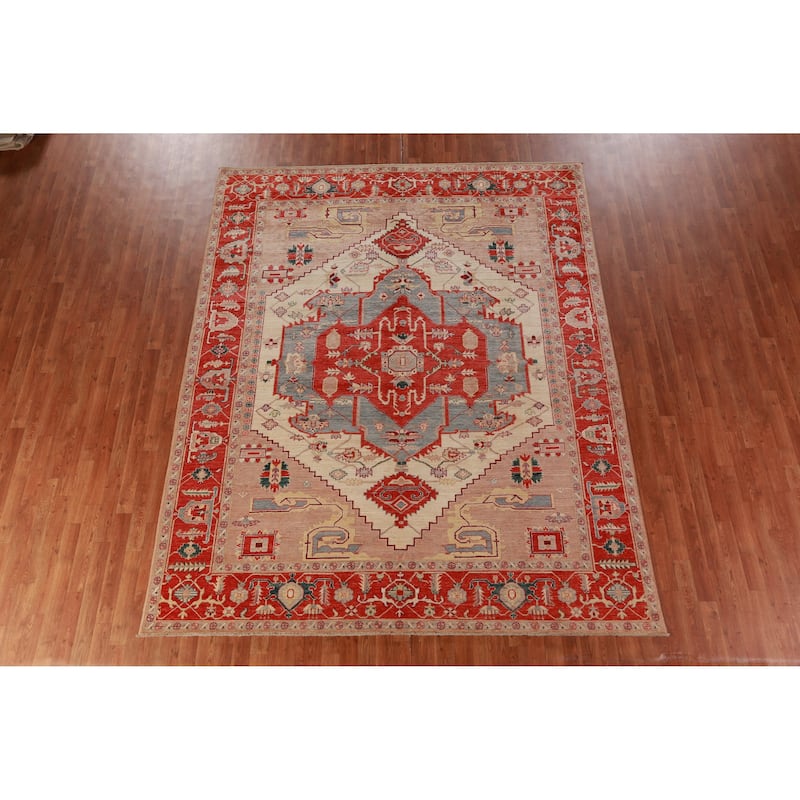 Vegetable Dye Heriz Serapi Oriental Area Rug Hand-Knotted Wool Carpet - 8'0"x 10'1"