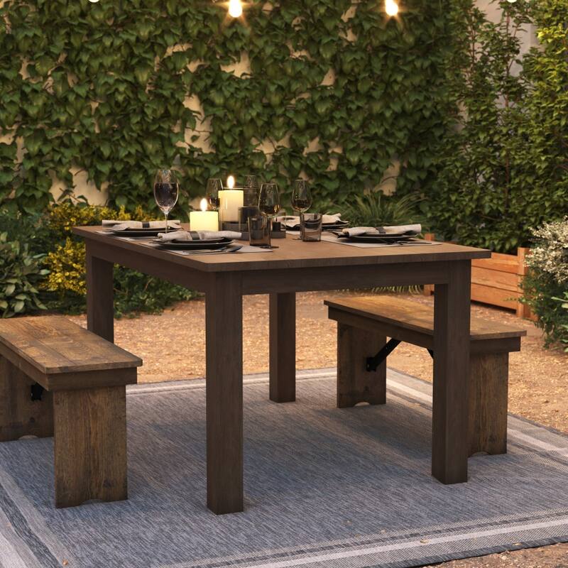 60" x 38" Rectangular Antique Rustic Solid Pine Farm Dining Table