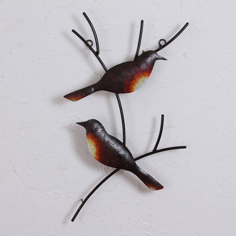Handmade Pair Of Sparrows Steel Wall Art (Mexico)