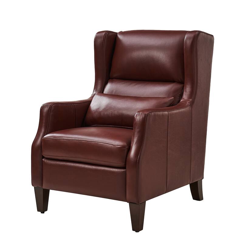 Erich Genuine Leather Wingback Armchair with Pillow by HULALA HOME